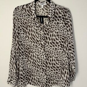 NWT Express Portofino Sheer Button Up Work Blouse